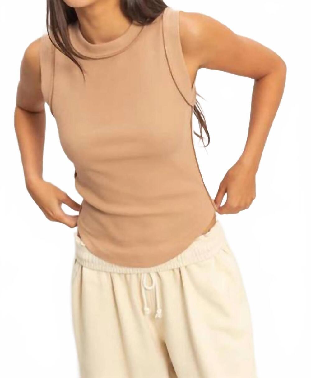 NEW DOUBLE ZERO seam detail tank top in dark taupe